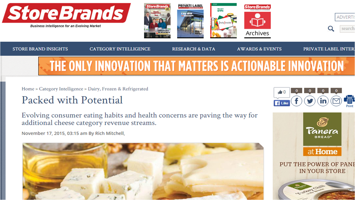 Store Brands article on cheese trends featuring Nuestro Queso